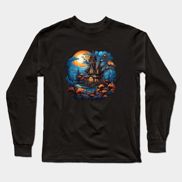 Haunted House in the Swamp Long Sleeve T-Shirt by ZombieTeesEtc